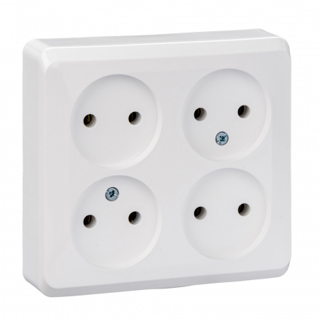 Розетка силовая четырехместная накладная Schneider Electric Этюд без заземления, цвет белый, арт. PA16-205B