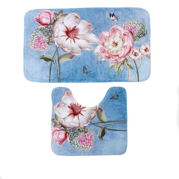 Комплект ковриков для ванной комнаты Весна 45/40х75/45см цвет голубой Комплект ковриков для ванной комнаты Весна 45/40х75/45см цвет голубой