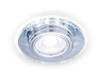 Точечный светильник Ambrella S211 CL/WH GU5.3 встраиваемый хром/прозрачный с LED подсветкой