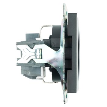 Розетка силовая одноместная встраиваемая STEKKER Катрин с заземлением, цвет черный, арт. GLS16-7110-05