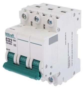 Автоматический выключатель Dekraft ВА-101 3P 32А хар-ка C 4,5кА