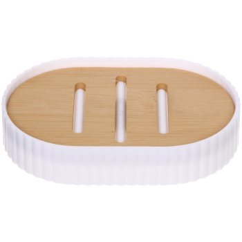 Мыльница Франко пластик/бамбук цвет белый настольная