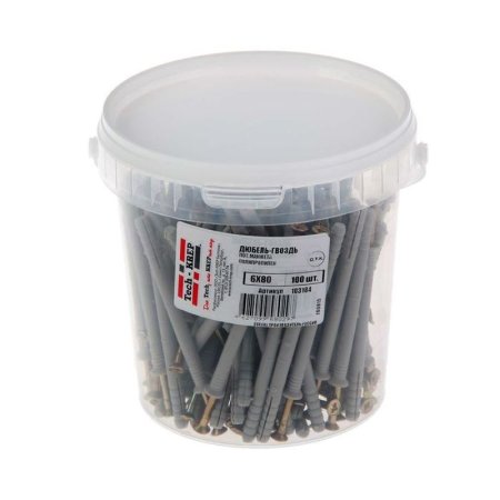 Дюбель распорный 6х80 мм 100 шт полипропиленовый с потайным бортиком
