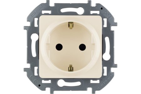 Розетка силовая одноместная встраиваемая Legrand Inspiria с заземлением, цвет слоновая кость, арт. 673731