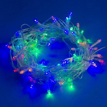 Гирлянда для дома нить 10м мультиколор 90 LED ламп прозрачный провод