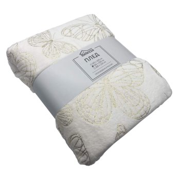 Плед Belezza Butterfly Экрю 200х180см микрофибра двуспальный Плед Belezza Butterfly Экрю 200х180см микрофибра двуспальный