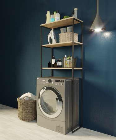 Шкаф над стиральной машинкой напольный GRUNGE LOFT 170х65х30см черный