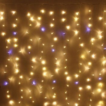 Гирлянда для улицы занавес 1,5х2м белый теплый 320 LED ламп прозрачный провод