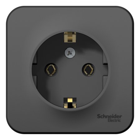Розетка силовая одноместная накладная Schneider Electric Blanca с заземлением, цвет антрацит, арт. BLNRA010116