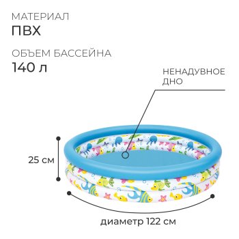 Бассейн надувной Bestway Safari Pal 122х122х25см 140л