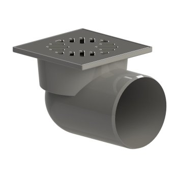 Трап горизонтальный угловой 150х150х110мм серый