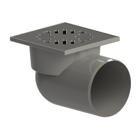 Трап горизонтальный угловой 150х150х110мм серый