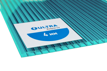Сотовый поликарбонат Ультра бирюза 6000х2100х4