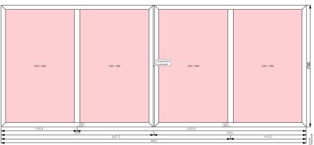 Окно ПВХ четырехстворчатое 4430х1780 мм двухкамерное KBE Сибирь