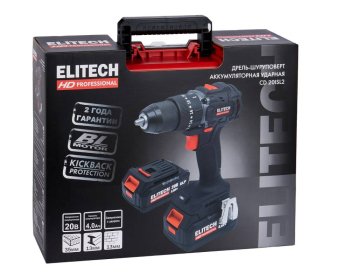 Дрель-шуруповерт аккумуляторная ELITECH CD 20SL2 Li-lon 20В 2x2Ач 60Нм