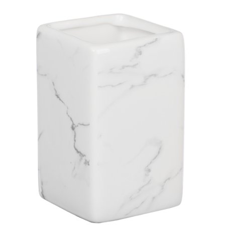 Стакан для зубных щеток Мрамор керамика цвет белый