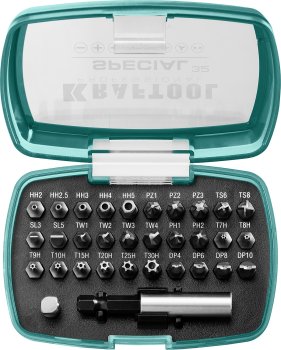 Набор бит с магнитным адаптером KRAFTOOL PH/PZ/SL/TT(TR/TH)/SW/TW/TS/SP(U) 212мм 1/4 (тип С) 32шт