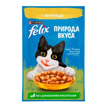 Корм консервированный для кошек FELIX Природа вкуса курица в соусе 75г