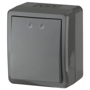 Выключатель накладной ЭРА Эксперт IP54 1 кл. серый, арт. 11-1401-03