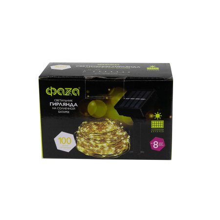 Светильник садовый ФАZA Гирлянда SLR-G03-100Y на солнечной батарее 120см