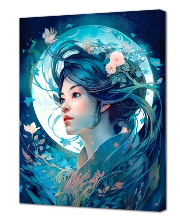 Картина на холсте Канвас Девушка Луна 50х 40см