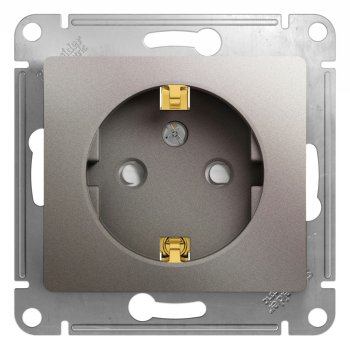 Розетка силовая одноместная встраиваемая Schneider Electric Glossa с заземлением, цвет платина, арт. GSL001245