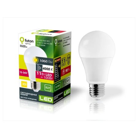 Лампа светодиодная Foton E27 11Вт 4000К груша (А)