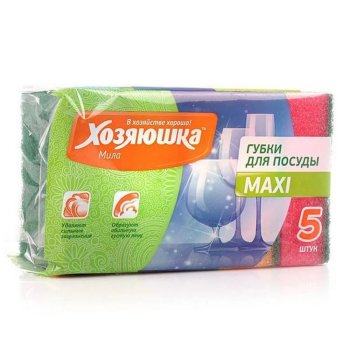 Губка Хозяюшка Мила maxi 9,3х6,5х3 см 5 шт