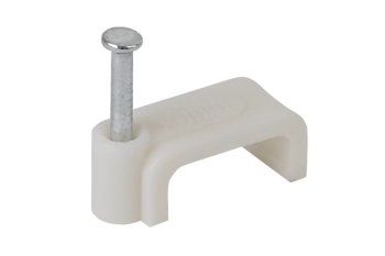 Скоба для кабеля IEK плоская 9мм пластик белый 100шт.