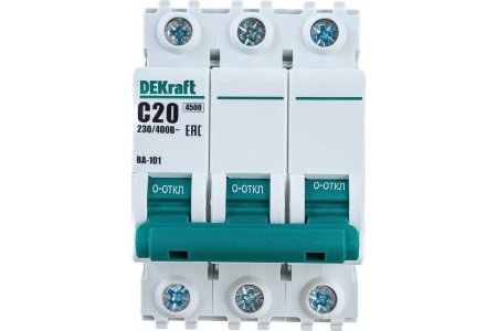 Автоматический выключатель Dekraft ВА-101 3P 20А хар-ка C 4,5кА арт.11079DEK