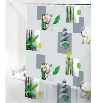 Штора для ванной  Селфи Плюмерия 180х180см полиэтилен  цвет зеленый