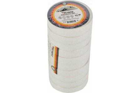 Изолента ПВХ Kranz 15мм*20м белая, до 6000В