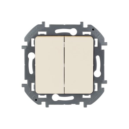 Выключатель встраиваемый Legrand Inspiria 2 кл. слоновая кость, без подсветки, арт. 673621
