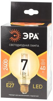 Лампа светодиодная ЭРА E27 7Вт 2400К теплый белый шар (G)