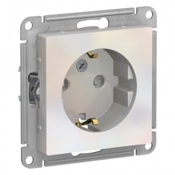 Розетка силовая одноместная встраиваемая Schneider Electric AtlasDesign с заземлением, цвет жемчуг, арт. ATN000445