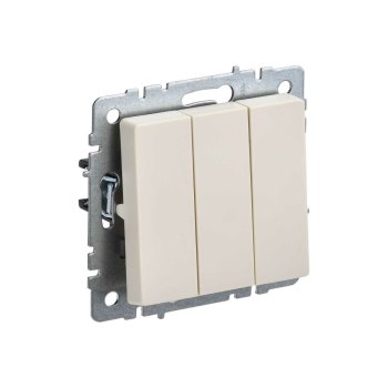 Выключатель встраиваемый IEK Brite 3 кл. бежeвый, без подсветки, арт. BR-V30-0-10-K10