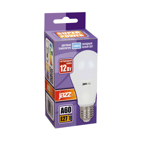 Лампа светодиодная Jazzway E27 12Вт 5000К холодный белый груша (А)