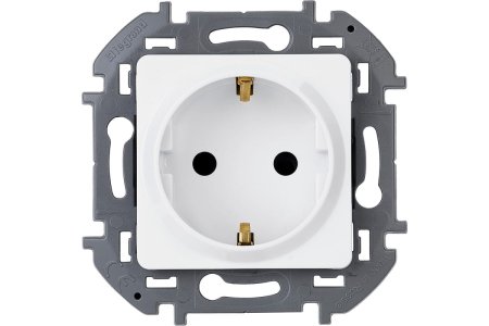 Розетка силовая одноместная встраиваемая Legrand Inspiria с заземлением, цвет белый, арт. 673720