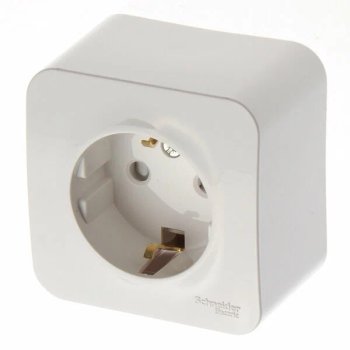 Розетка силовая одноместная накладная Schneider Electric Blanca с заземлением, цвет белый, арт. BLNRA010111