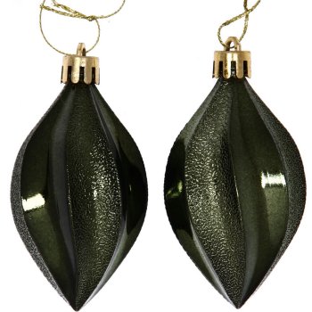 Набор елочных украшений Таинственное очарование Капля 8см цвет изумрудный 2шт
