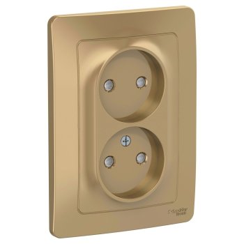 Розетка силовая двойная встраиваемая Schneider Electric Blanca без заземления, цвет титан, арт. BLNRS000124