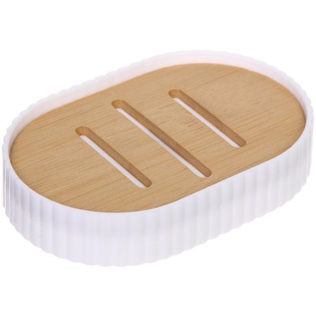 Мыльница Франко пластик/бамбук цвет белый настольная