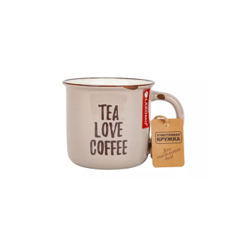 Кружка Tea Love Coffee, 370 мл, фарфор цвет бежевый