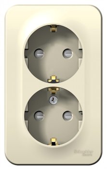 Розетка силовая двойная накладная Schneider Electric Blanca с заземлением, цвет молочный, арт. BLNRA011212