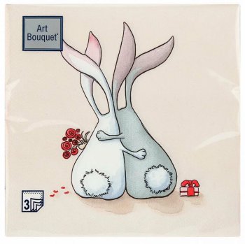 Салфетки бумажные Art Bouqet Влюбленные зайцы 33х33см 20шт