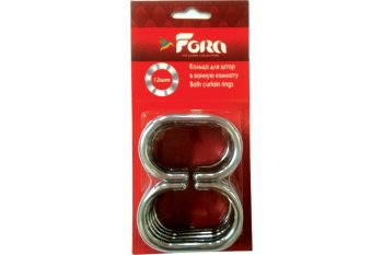 Набор колец для карниза 12 шт Fora 3,5см пластик цвет хром