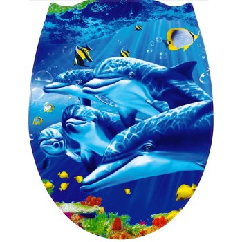 Сиденье для унитаза Дельфины пластик цвет синий