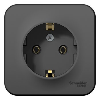 Розетка силовая одноместная накладная Schneider Electric Blanca с заземлением, цвет антрацит, арт. BLNRA010116