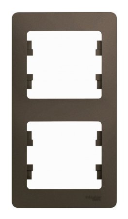 Рамка Schneider Electric Glossa 2 поста вертикальная, цвет шоколад, арт. GSL000806