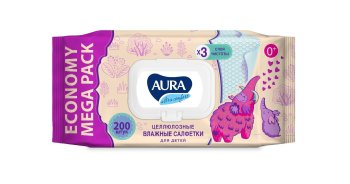Салфетки влажные Aura Ultra Comfort гипоаллергенные 200шт
